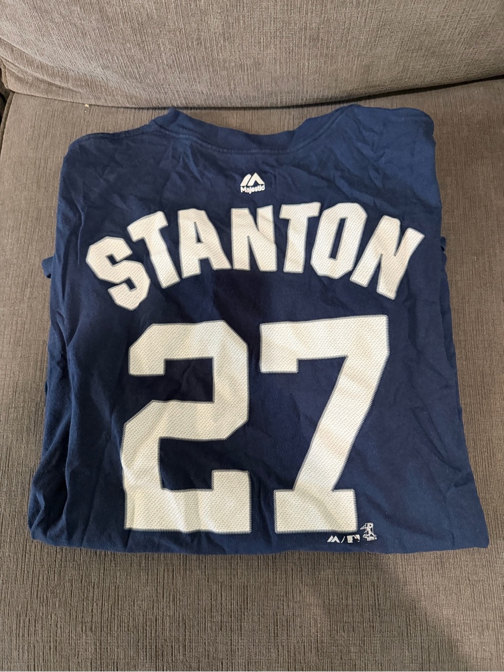 Majestic Navy 'STANTON' #27 Men’s Baseball Tee
